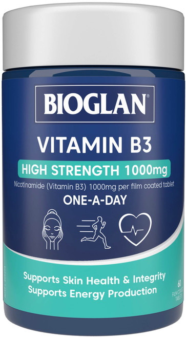 Bioglan Vitamin B3 High Strength 1000mg 60 Tabs x 3 Pack = 180 Tabs